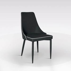 Sillón de Tela Negra con Ribete de Cuero Ecológico Blanco - Product Image 1