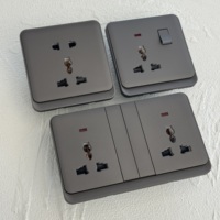 Interruptor de Pared Eléctrico para el Hogar, Panel de 86 PC, 20A 16A 13A, Estándar del Reino Unido, USB-C USB-A, Acabado Gris Mate Suave como la Piel de un Bebé, Moderno y Lujoso