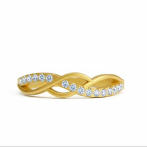 Anillo de Oro Amarillo de 14 Quilates con Diamantes en Espiral para Mujer, Ideal para Bodas y Aniversarios - Product Image 1