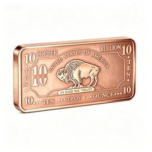 Collectible Souvenir <b>Gift</b> Clear Engraved Buffalo Design 10oz .999 Pure <b>Copper</b> Investment Bullion Bar - Product Image 1