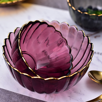 Nordic Style Kant Gouden Rand Glazen Kom Set Voor Thuissalade Dessertschaal Fruit Snackplaat
