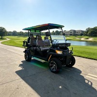 Voiturette de golf tout-terrain noire pour 6 passagers avec barre lumineuse LED couleur, homologuée CE, haute puissance, 4 roues motrices, électrique