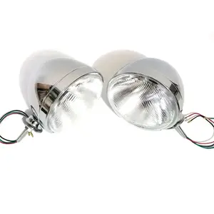7 Inch Round Vintage Car Headlamp Assembly Work Lamp H4/P43 Bulb Chrome Plating