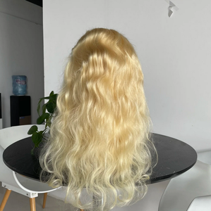 Body Wave-Peluca de cabello <span class=keywords><strong>humano</strong></span> rizado color rubio 613, 13x4/13x6, encaje 360, pelo <span class=keywords><strong>humano</strong></span> con rizos ombré y cutícula, encaje completo hd 613 virgen - Product Image 2