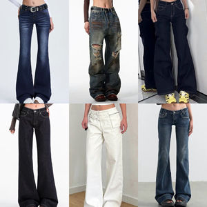 Jeans Larghi da <span class=keywords><strong>Donna</strong></span> in Cotone Elasticizzato, Stock Cinese, Grandi Quantità, <span class=keywords><strong>Pantaloni</strong></span> Moda Femminile, Jeans a <span class=keywords><strong>Gamba</strong></span> <span class=keywords><strong>Larga</strong></span> - Product Image 3