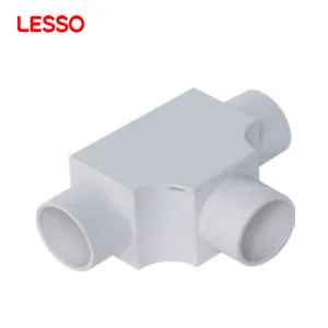 LESSO excellent fire-proof properties durable 25 30 32mm pvc conduit pipe fitting elbow tee with cover