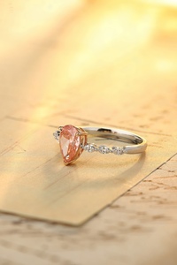 Anster platino 18k oro laboratorio cresciuto anello di diamanti rossi 1ct forma di pera <span class=keywords><strong>diamante</strong></span> <span class=keywords><strong>rosso</strong></span> per le donne su misura accettabile - Product Image 3