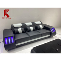Ensemble de canapés en cuir de qualité supérieure, revêtement en cuir pleine fleur, LED, 3 pièces, salon, 1+2+3, pour la maison, le bureau