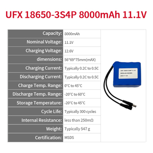 แบตเตอรี่ลิเธียมไอออน 12V 18650 11.1V 8Ah 3s4p สำหรับเก็บพลังงานแสงอาทิตย์ วงจรการใช้งานแบบ Deep Cycle สำหรับไฟเวที 18650-3S4P ลิเธียมไอออน - Product Image 4