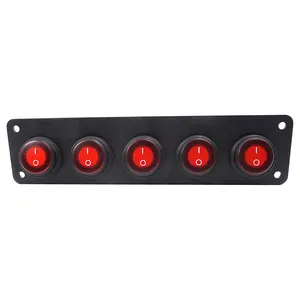 12-24V yate 5 grupos panel de interruptor de ojo de gato a prueba de agua interruptor de control de actualización con panel de interruptor LED rojo