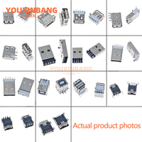 Boîte de connecteurs USB 82 pièces, 14 spécifications, mâle/femelle, mini-plaque de raccordement 2 broches, double couche 90 degrés, 180 degrés