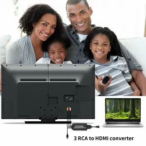 Cabo conversor AV para HDMI Conversor Composto RCA para HDMI Cabo adaptador de vídeo