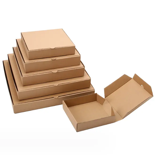 Atacado E Flauta Grande Capacidade De Produção Tamanho Personalizado Pizza Box Ambiental Kraft Paper Food Packaging Box