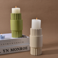 Support de bougie architectural en pierre artificielle, pilier de luxe en faux pierre, porte-bougie votif, centre de table minimaliste de style nordique