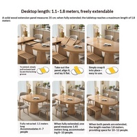 Table à manger extensible et pliable en bois massif de style japonais, extension coulissante, forme ovale, pour restaurant, mobilier de salle à manger