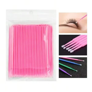 100 unids/lote de hisopos de limpieza de extensión de pestañas de plástico, aplicadores removedores de pegamento para levantamiento de pestañas, maquillaje Microblade desechable ecológico - Product Image 1