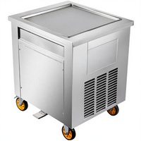 Nouvelle machine à glace roulée/à glace pilée/à glace frite à fonctionnement facile et haute efficacité, avec eau comme matière première, capacité de 25 L/h, 220 V 50 Hz