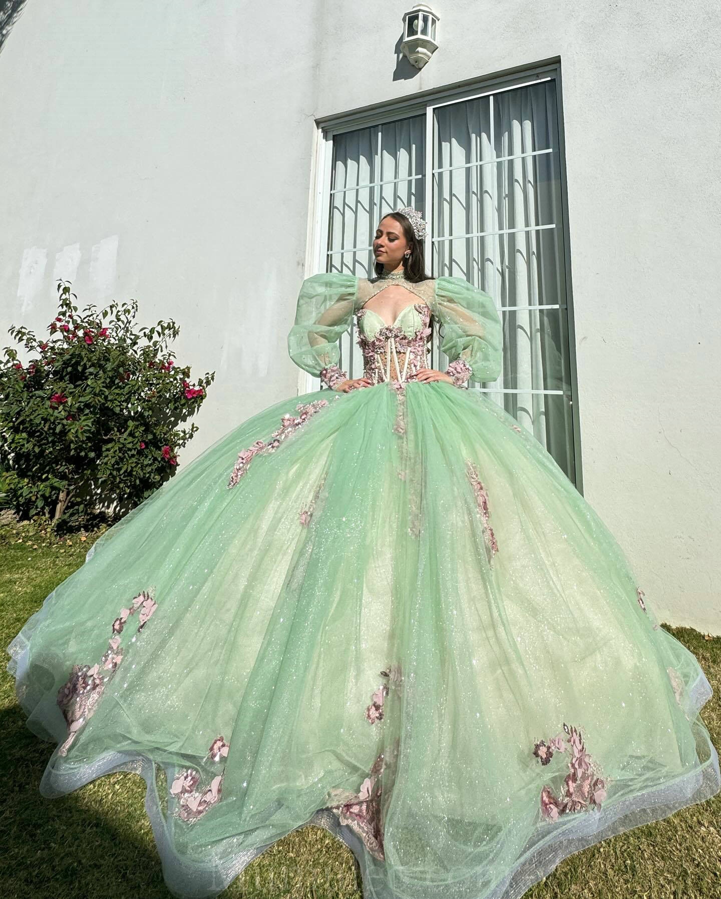 slim fit dress slacks Misshow Sage Green Quinceanera Dress Sweetheart Neckline with Lace  Appliques & Beaded Tulle Princess Gown for Sweet 16 main image 0
