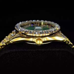 8411 Montres Bracelet Homme Diamantées Quartz Cadran Bleu Argent Or, Style Hip Hop Iced Out, Meilleur Prix - Product Image 6