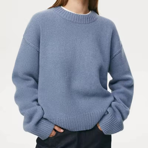 Maglione Lavorato a Maglia per <span class=keywords><strong>Donna</strong></span> con Logo Personalizzato OEM, Collo Tondo, Maniche Lunghe, Moda Oversize, Abbigliamento Invernale - Product Image 2