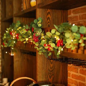 Guirnaldas Navideñas de Ratán con Bayas Rojas de 200 cm, Decoración para el Hogar - Product Image 2