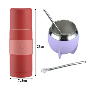 Yerba Mate Cup And Bombilla Set 304 18/8 Stainless Steel Double-Wall Gourd Thermos for Yerba Tea Straw Healthy Gift 500ml