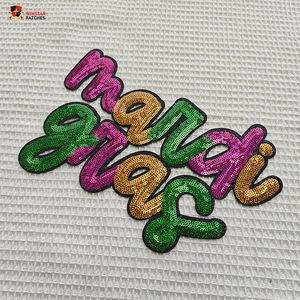 Parche Termoadhesivo Bordado con Lentejuelas Grandes para Ropa, Diseño Personalizado de Vacaciones, Mardi Gras de <span class=keywords><strong>Alabama</strong></span> 504 - Product Image 3