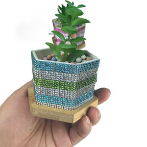 Kit de Macetas de Cerámica <span class=keywords><strong>para</strong></span> Suculentas, Coloridas con Brillantina de Diamantes, Pequeñas Macetas de Escritorio <span class=keywords><strong>para</strong></span> <span class=keywords><strong>Cactus</strong></span>, Decoración Clásica <span class=keywords><strong>para</strong></span> el Hogar/Oficina - Product Image 2