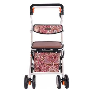 Caddie de courses pliable et portable pour personnes âgées, 4 roues, avec siège, pour les courses - Product Image 1