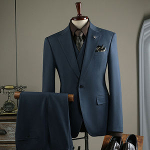 Traje de Tres Piezas a Rayas y Liso al por Mayor para Hombre, Traje Formal de Negocios, Novio, Casual, Banquete, <span class=keywords><strong>Boda</strong></span>, Traje Slim para Hombre - Product Image 4