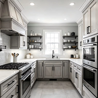 Meubles de cuisine modernes style Shaker sur mesure, gris clair, en bois massif, ensemble complet pour la rénovation de maison, vente en gros