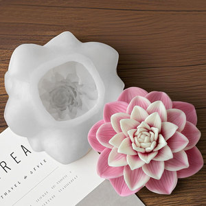 Moule en silicone 3D Fleur de lotus rose pour pâtisserie DIY, <span class=keywords><strong>fondant</strong></span>, gypse, <span class=keywords><strong>diffuseur</strong></span> d'arômes, pierre, bougie, savon - Product Image 4