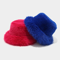 Chapeau Bob Automne Hiver en Peluche Épaisse à Large Bord Chaud Style Urbain Accessoire Photo Décontracté