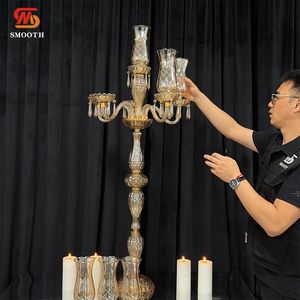 Candelabro de Cristal Dorado de 6 Brazos para Eventos y Fiestas del Día de San Valentín, Decoración Elegante para Mesa - Product Image 1