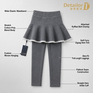Abbigliamento Firmato per Bambini, Leggings con Gonna 2-in-1 Foderati in <span class=keywords><strong>Pile</strong></span> per Bambine, <span class=keywords><strong>Pantaloni</strong></span> Invernali Caldi per Bambini, Leggings con Gonna in <span class=keywords><strong>Pile</strong></span> Personalizzati - Product Image 2