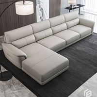 Grand canapé en cuir en forme de L, canapé en bois moderne et luxueux avec coin salon, design simple, canapé haut de gamme pour salon en forme de L