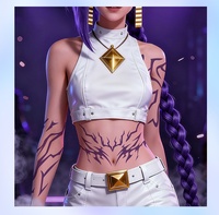 Autocollants de tatouage holographiques Kpop violets pour le corps entier, motif démon avec éclairs laser, parfaits pour les fêtes et les cadeaux festifs
