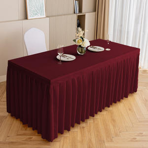 Jupe de Table de Conférence Rectangulaire, Nappe en Polyester Infroissable avec Volants et Bordure Anti-Poussière, pour Banquets et Mariages - Product Image 5