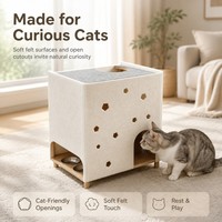Table d'appoint multifonctionnelle en feutre pour chat, gain de place vertical, station d'alimentation pour animaux, mobilier abri pour chat