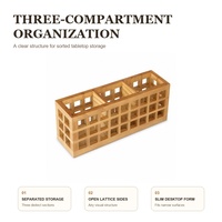 Organisateur de bureau en bois naturel avec plusieurs compartiments, porte-stylos, porte-crayons, porte-ciseaux pour la maison et le bureau