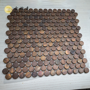Di alta qualità Penny Round di rame antico in metallo mosaico di <span class=keywords><strong>piastrelle</strong></span> di Design elegante per parete interna pavimento soggiorno Villa Hotel arredamento - Product Image 6