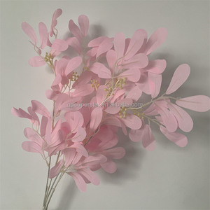 B-627 Vente en gros de fleurs artificielles pour mur floral de mariage, arrangements de fleurs à tige courte, 5 branches, feuilles d'arachide, feuilles roses artificielles - Product Image 3