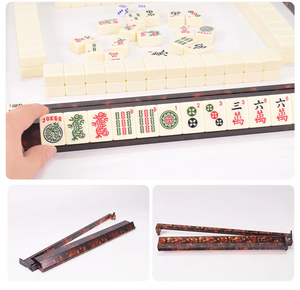 Plateaux de <span class=keywords><strong>Mahjong</strong></span> Tortoise de 17,5 pouces, en écaille de tortue américaine à grain flamme, avec pousseur, portables pour 4 joueurs - Product Image 2