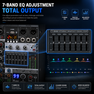 B12 Professional Audio Mixer <strong>12</strong> Channel with BT 5.0 USB MP3 Player, 99 DSP Effects, 48V Phantom Power and 7-Band Graphic EQ - Product Image 4