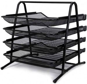 High Quality 4 Tier Home Office Desk <b>Organizer</b> A4 Paper Document <b>File</b> Tray BookShelf Portable Metal Wire Mesh Storage Holder - Product Image 2
