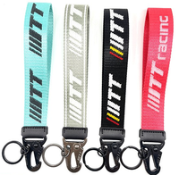 Dragonne courte personnalisée en jacquard avec logo de course, mousqueton en alliage robuste pour clés de voiture, moto et sac à dos