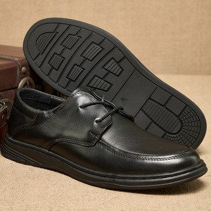 Dress Shoes Men Genuine Leather Solid Round <b>Toe</b> Lace Oxfords Spring Comfort Office Career Rubber Outsole Genuine Leather Lining - Product Image 3