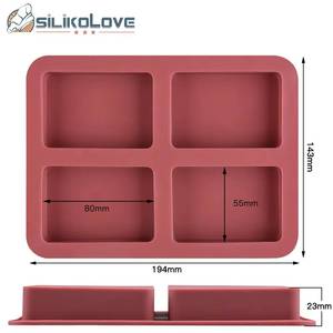 MUYULINS Factory 4-Cavity Rectangular Shape Maker LFGB Platinum Non-Stick BPA-Free <b>Silicone</b> Soap Mold - Product Image 2