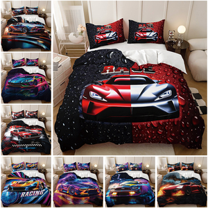 Copripiumino Stampato con Motivi di Auto Sportive di Lusso e Competizioni, Lenzuolo con Angoli Adatto per Set da Letto Maschile - Product Image 2