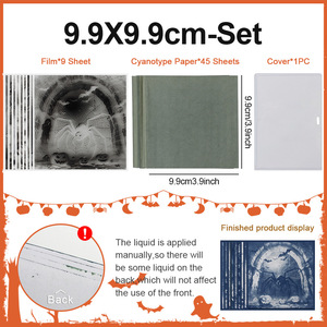 Kit de cyanotype sur le thème d'Halloween, 45 papiers, 9 films, <span class=keywords><strong>loup</strong></span>-<span class=keywords><strong>garou</strong></span>, clown, vampire, planche A6 avec tutoriel en anglais - Product Image 5